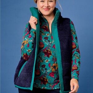 Talbots poetic floral modal French terry half zip pullover size XL